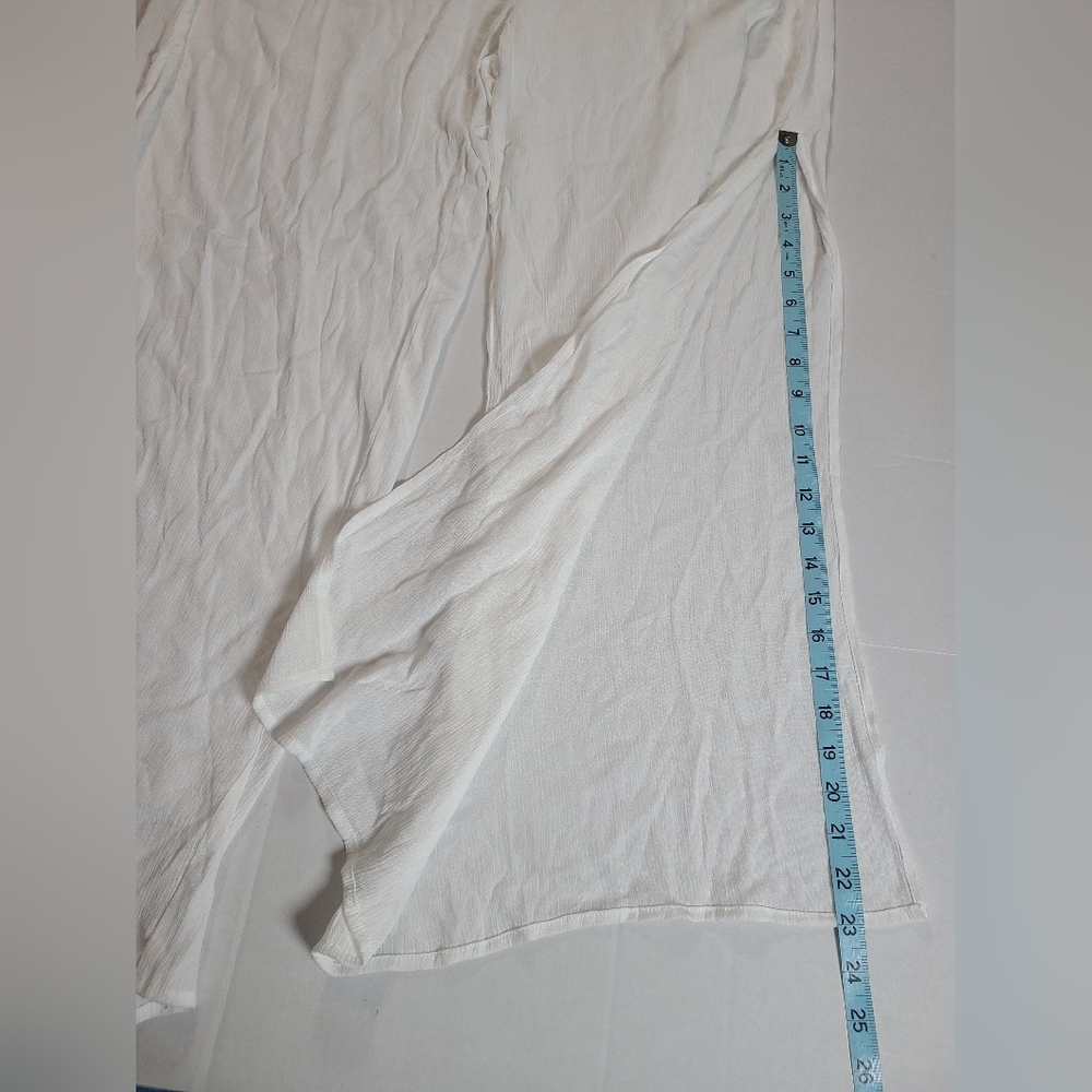 Kona Sol Women’s L White Wide-Leg Smocked Waist Cover Up Pants W/ Side Slit NWT - Picture 8 of 11